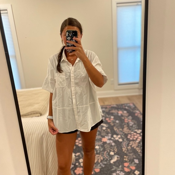 Athleta White Button-Down Shirt for Women - Picture 1 of 4